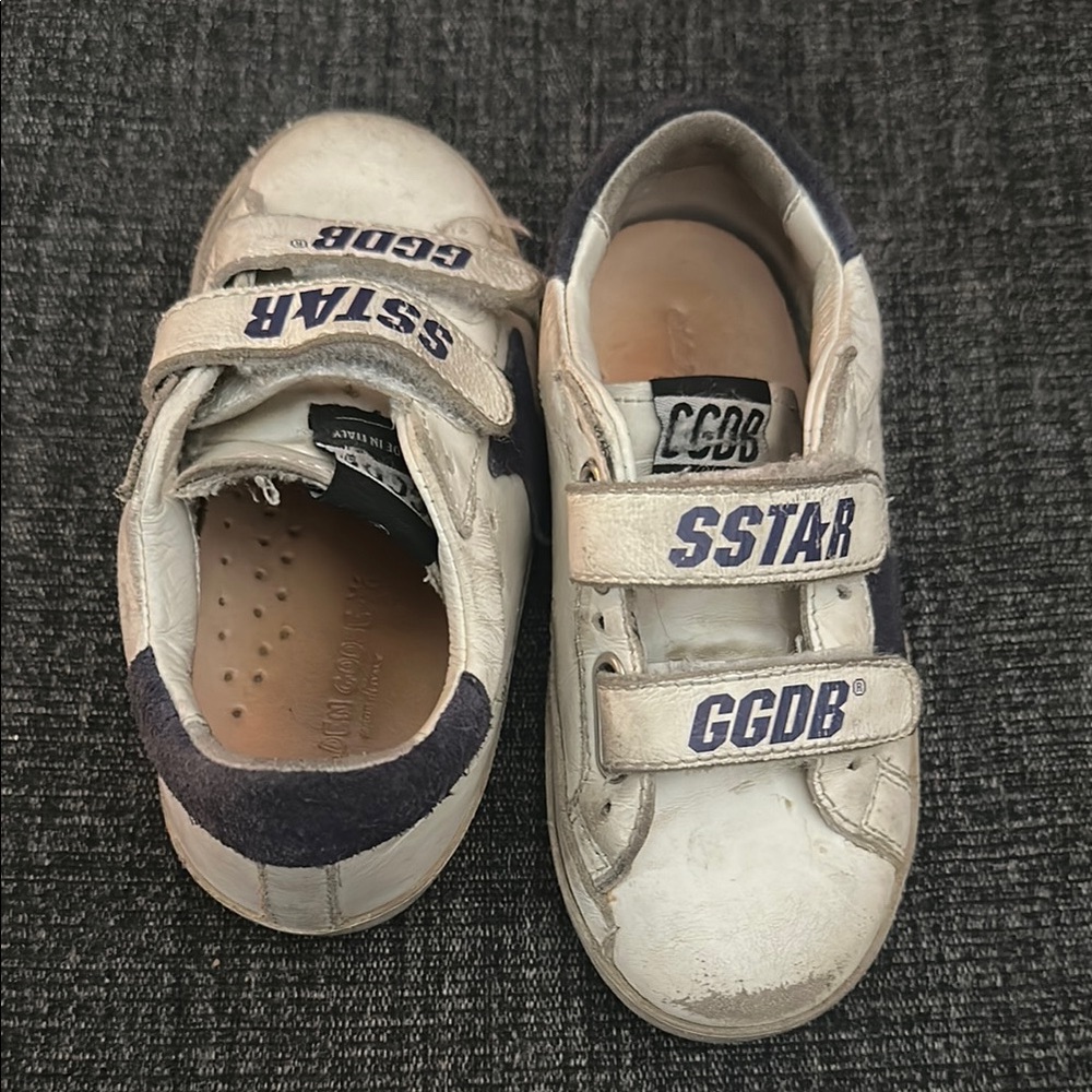 Golden Goose Kids White and Blue Sneakers